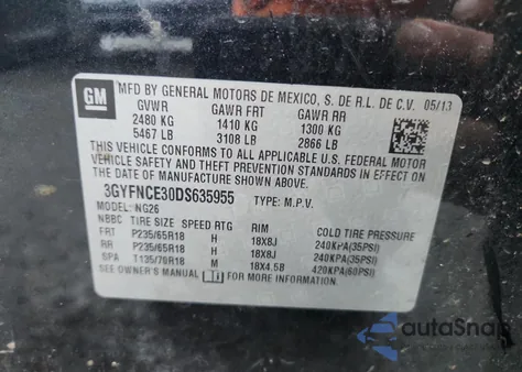 2013 Cadillac Srx Luxury Collection z USA, uszkodzony, nr VIN 3GYFNCE30DS635955